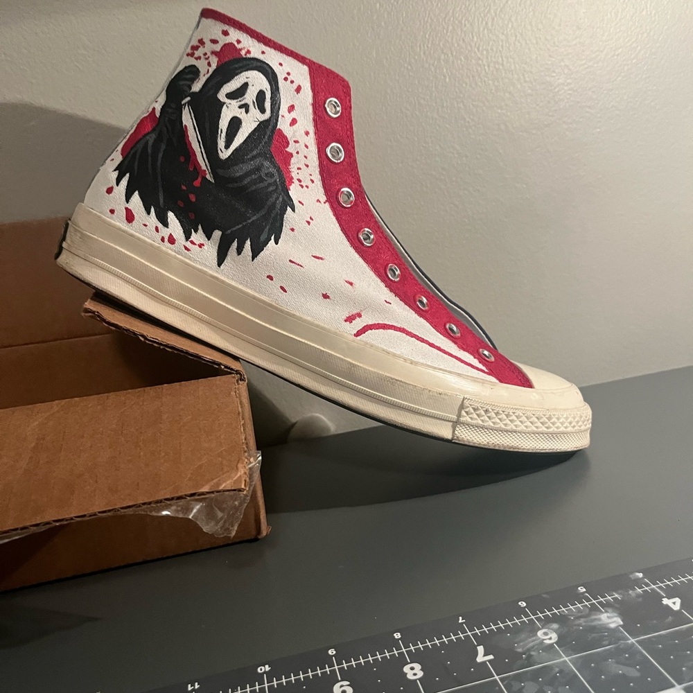 CUSTOM Ghostface Converse Chuck 70 High-Top Canvas Sneaker Size 11.5